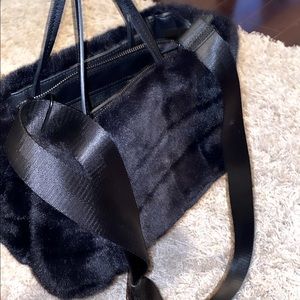 Fur all black bag